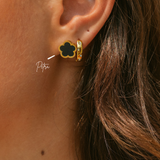 Petra | Van Cleef Dupe Flower Earrings - Maroon / Black / White