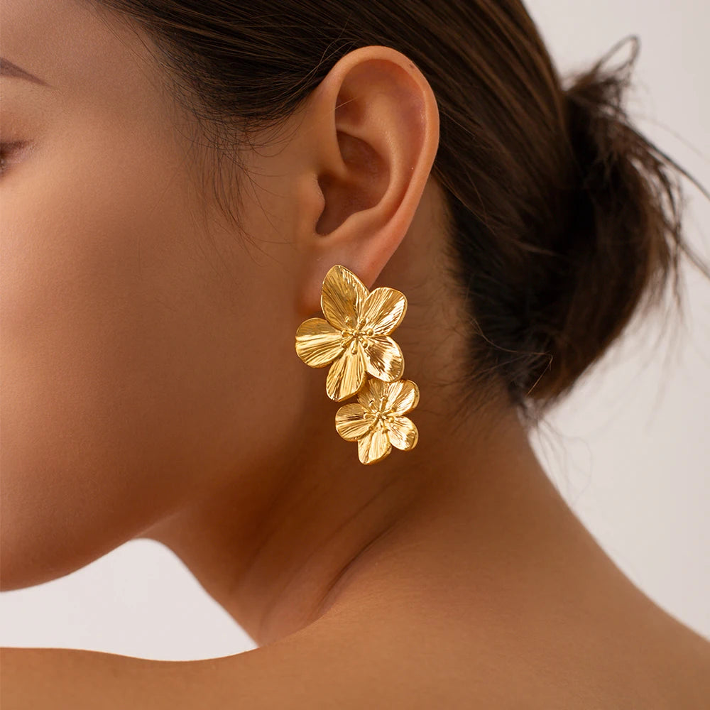 Aubrey | Vintage Floral Drop Earrings - 18K Gold Plated, Waterproof