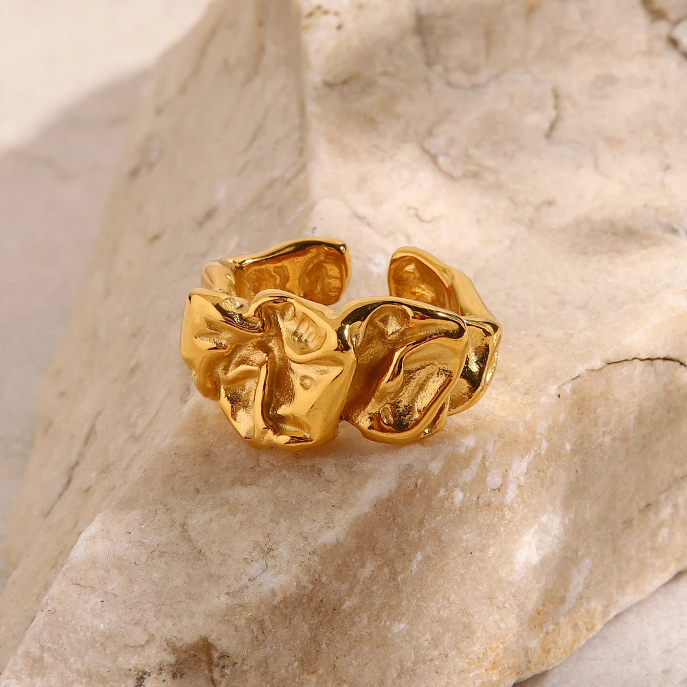 Miranda | Irregular Crumpled Style Ring - 18K Gold Plated, Waterproof