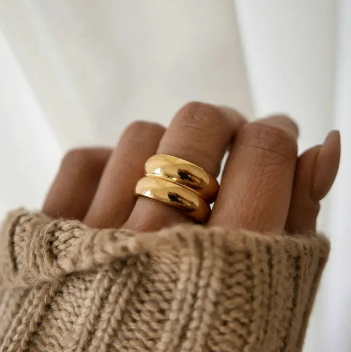 Lydia | Double 'O' Ring - Silver or Gold - 18K Gold Plated, Waterproof