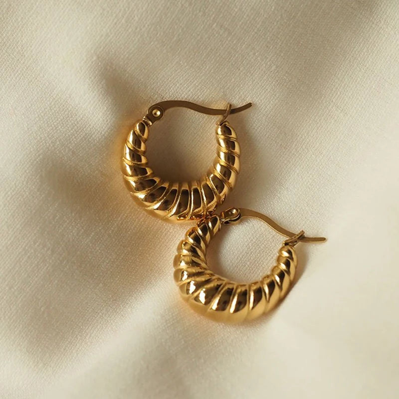 Remi | Vintage-Look Twisted Hoop - 18k Gold Plated, Waterproof