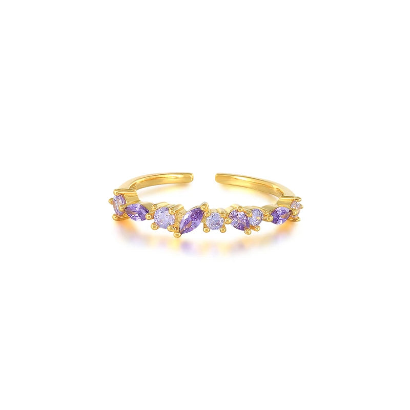 An enchanting amethyst purple diamond cluster ring, blending grace and allure.