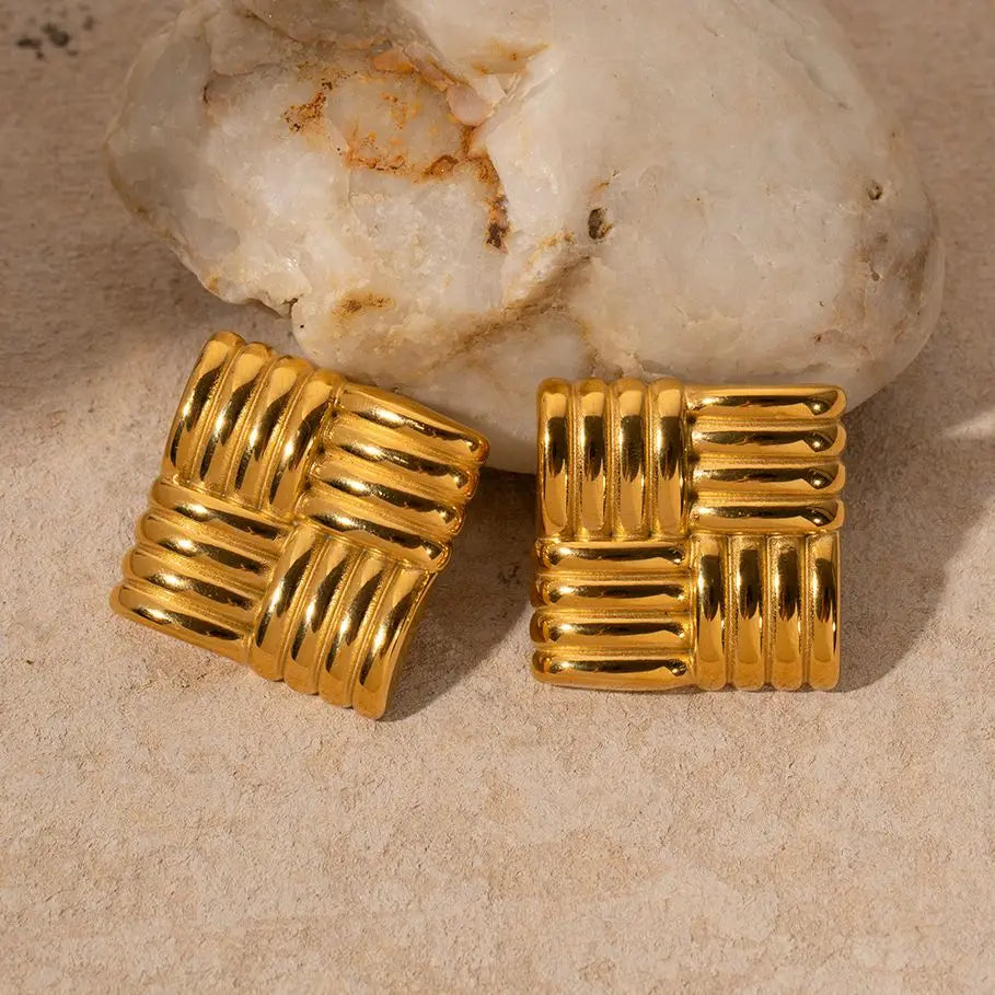 Imelda | Vintage-inspired Square Earrings - 18K Gold Plated, Waterproof