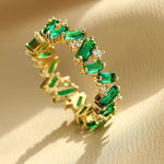 Tara Emerald Baguette Cluster Ring in Close-Up