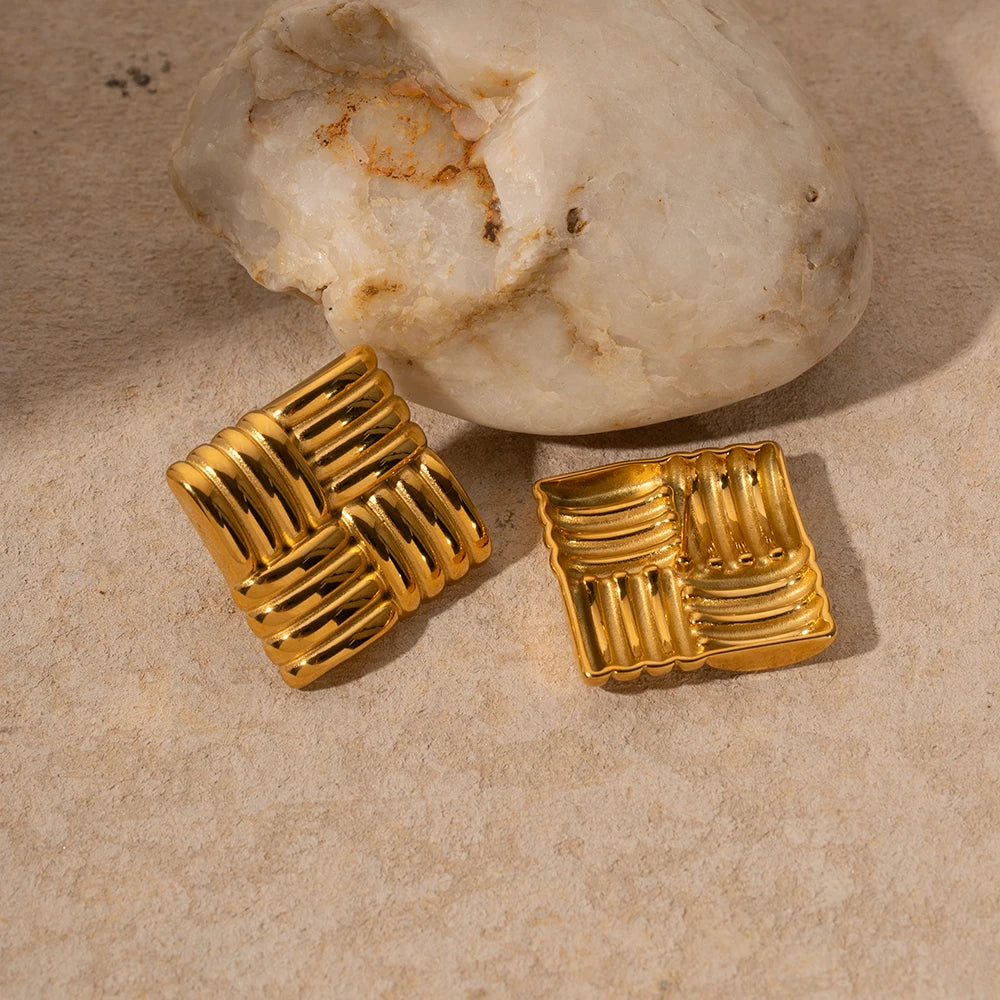 Imelda | Vintage-inspired Square Earrings - 18K Gold Plated, Waterproof