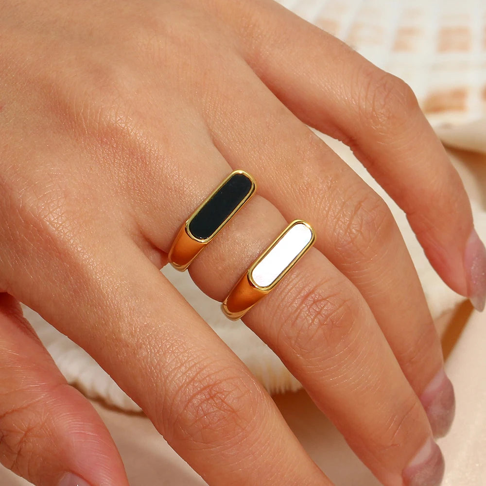 Edith | Gold Blank Slate Ring - 18K Gold Plated, Waterproof