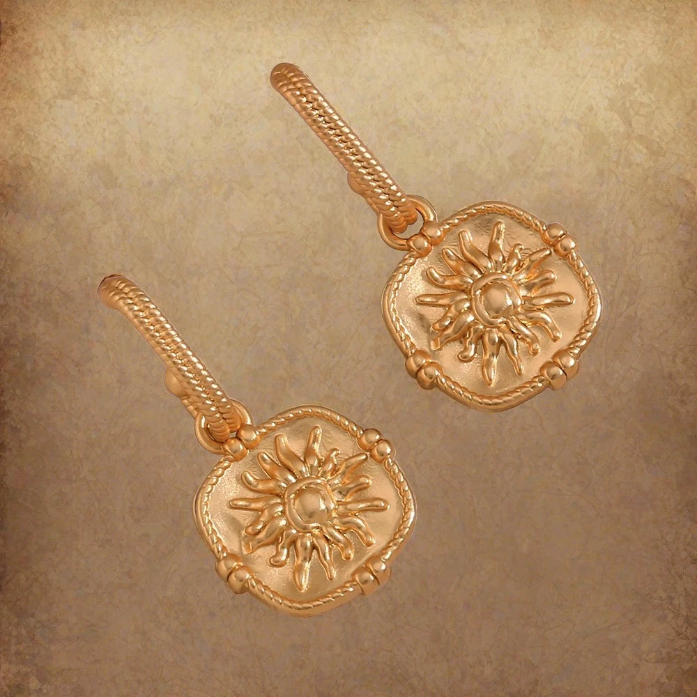 Giselle | Fire Sun Pendant Earrings - 18k Gold Plated, Waterproof